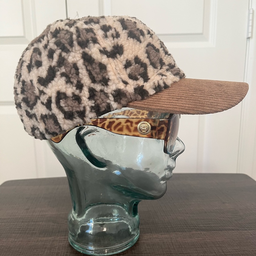 Leopard Print Hat with Tan Brim